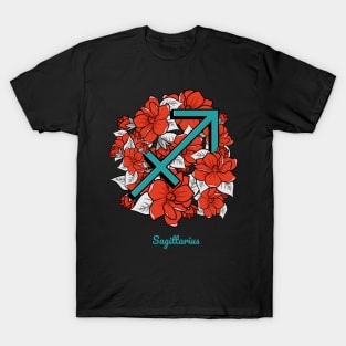 Floral Zodiac Sign Sagittarius Gift Women Men T-Shirt